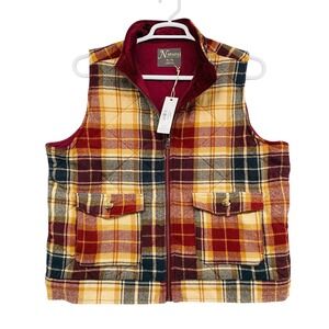 Natural Reflections Plaid‎ Vest Quilted Puffer Sleeveless Jacket XL
